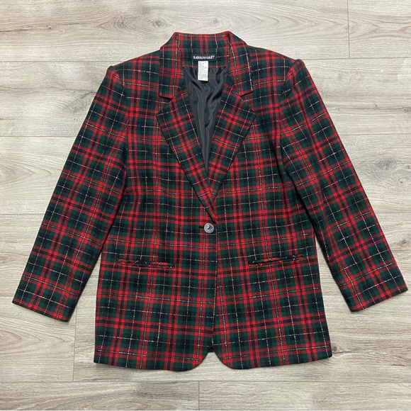 Vintage Savannah Tartan Blazer Red - Picture 1 of 14